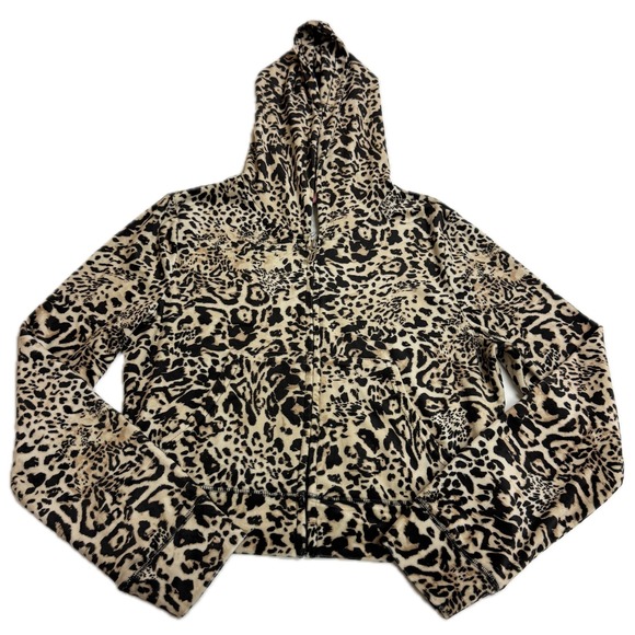 Juicy Couture Jackets & Blazers - Juicy Couture Jacket Womens X Large Leopard Velour Zip Up Rhinestone Hoodie